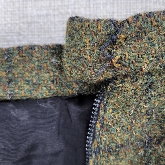 Vintage Womens Skirt Sage Green Wool Tweed Windowpane Check A-Line Career Work - Picture 5 of 12